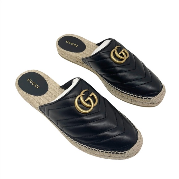 Gucci GG Marmont Quilted Black Leather Espadrille - Picture 5 of 12